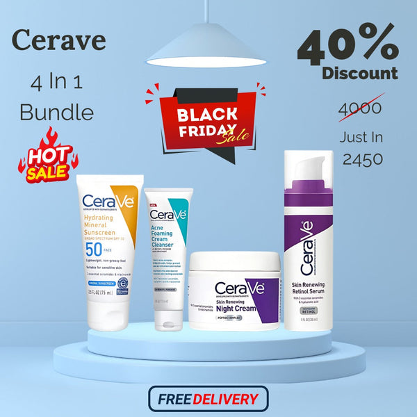 CeraVe CERAVE 4-in-1 Skincare Kit | Cleanser, Night Cream, Retinol Serum & Sunscreen